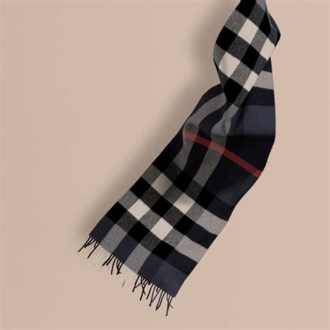 burberry giant check cashmere scarf navy|Burberry scarf 50 cashmere wool.